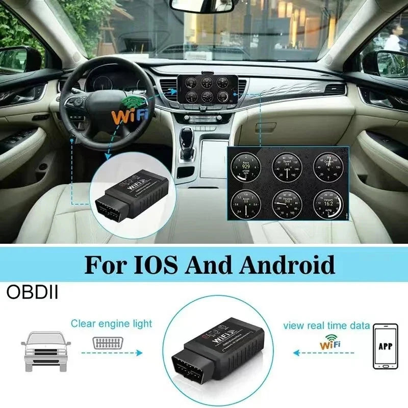OBD2 WiFi ELM327 V1.5 Scanner - Car Code Reader Diagnostic Tool for iPhone iOS & Android