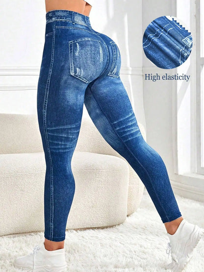 Women's Non Denim Leggings - High Stretch Yoga Gym Workout & Casual Fitness Tights