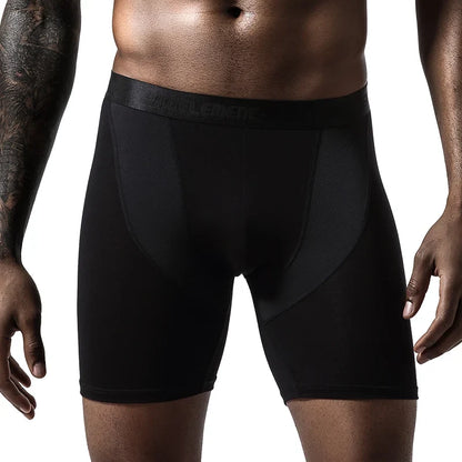 Men’s Sports Compression Boxer Briefs – Anti-Chafing Long Leg Modal Underwear, Quick-Dry Running & Fitness Performance Shorts