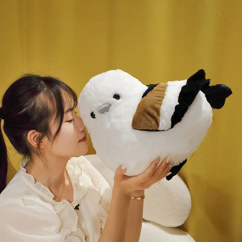 Cartoon Long-Tailed Tit Plush Toy – Cute Round Bird Stuffed Animal for Kids, Girls & Boys Gifts