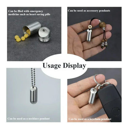 Portable Waterproof Metal Capsule Box – Mini Stainless Steel Pill Case Holder for Medicine, EDC Tool, and Seal Bottle