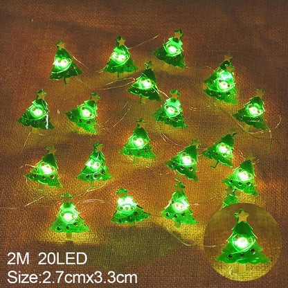 2M 20LED Santa Claus & Snowflake Light String – Christmas Decoration for Home, Xmas Tree, Kids Gift, and New Year 2025
