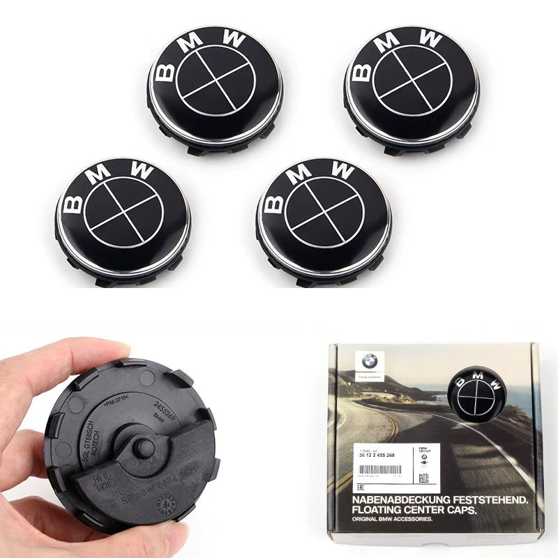 BMW Floating Wheel Center Caps - 4-Piece 56mm/68mm Wheel Hub Caps for BMW Models