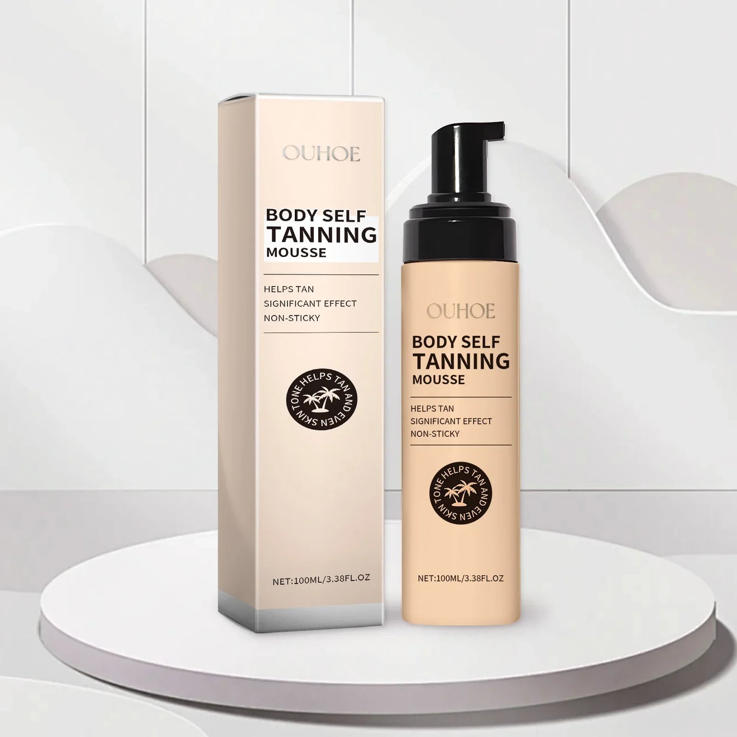 Body Self Tanning Mousse — Quick Natural Bronze Tan Foam for Face & Body, Sunless Fake Tan Bronzer