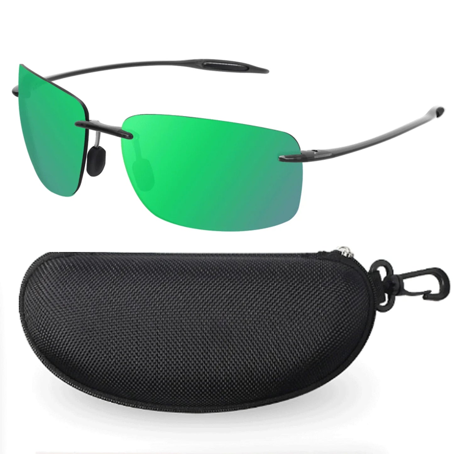 JULI Polarized Classic Sports Rimless Sunglasses – Ultralight Rectangle Frame for Men, Ideal for Fishing, Driving, UV400 Protection, Model MJ8009