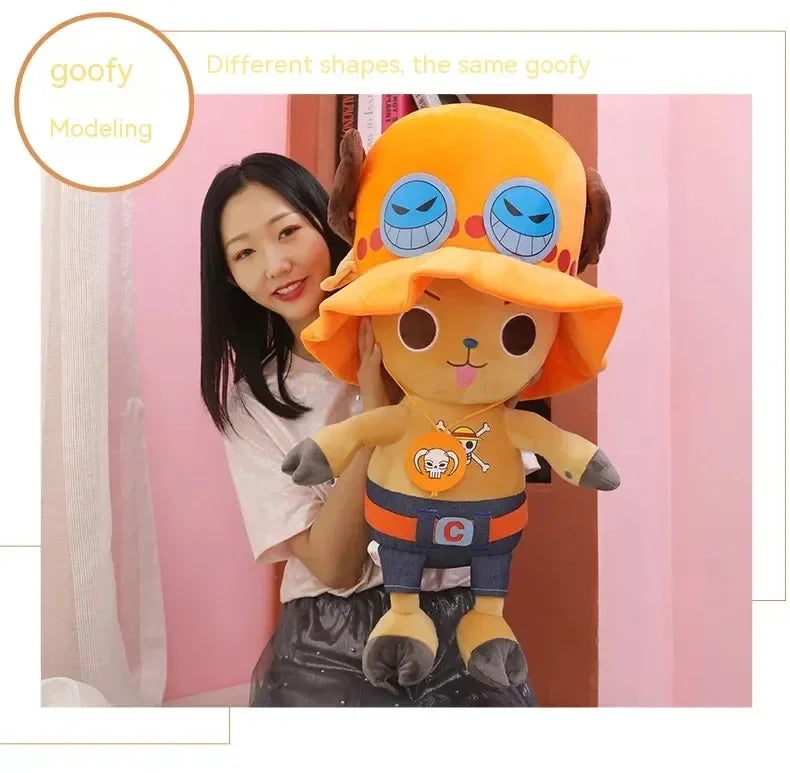 One-Piece Anime Plush — Monkey D. Luffy & Tony Chopper Stuffed Doll, 35–70cm, Sleeping Pillow Toy Gift