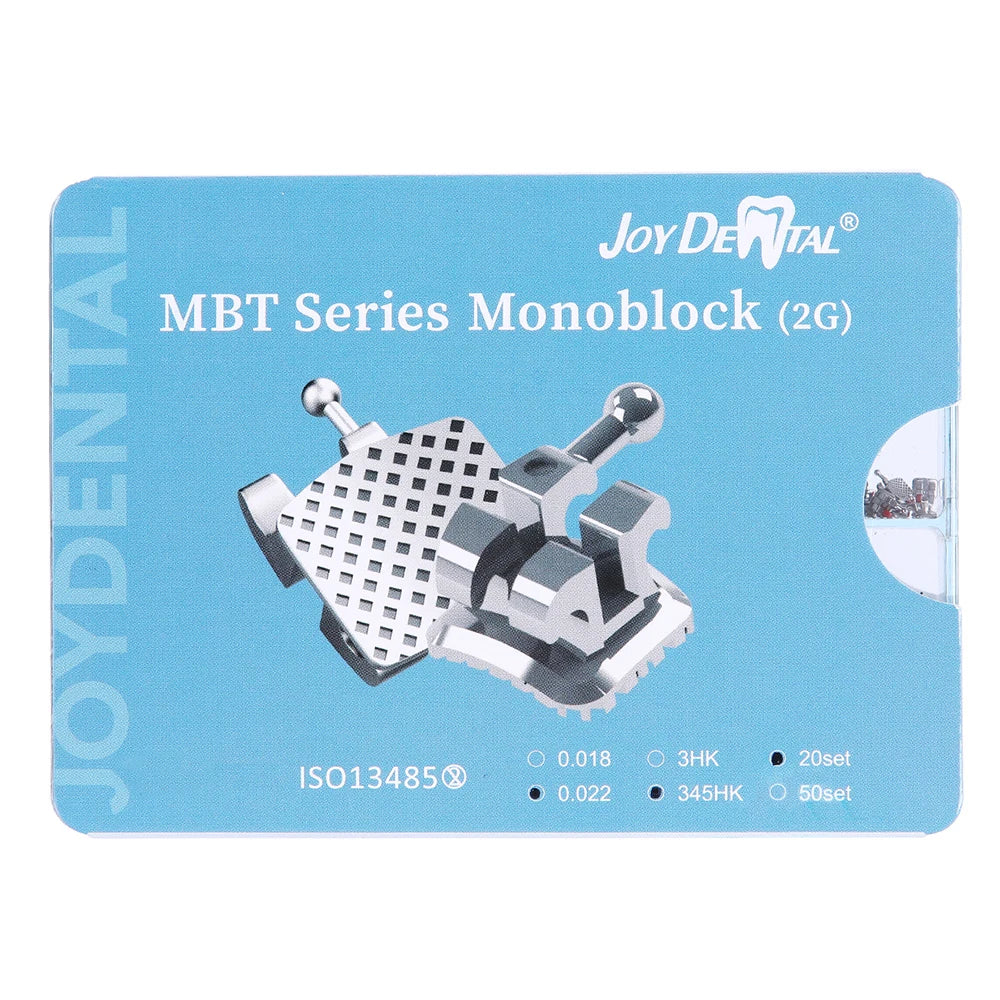 20/50 Sets JOY DENTAL Orthodontic Brackets – MIM Monoblock Metal Mini Roth .022/MBT .018 with Hooks for Dentistry Ortho Braces