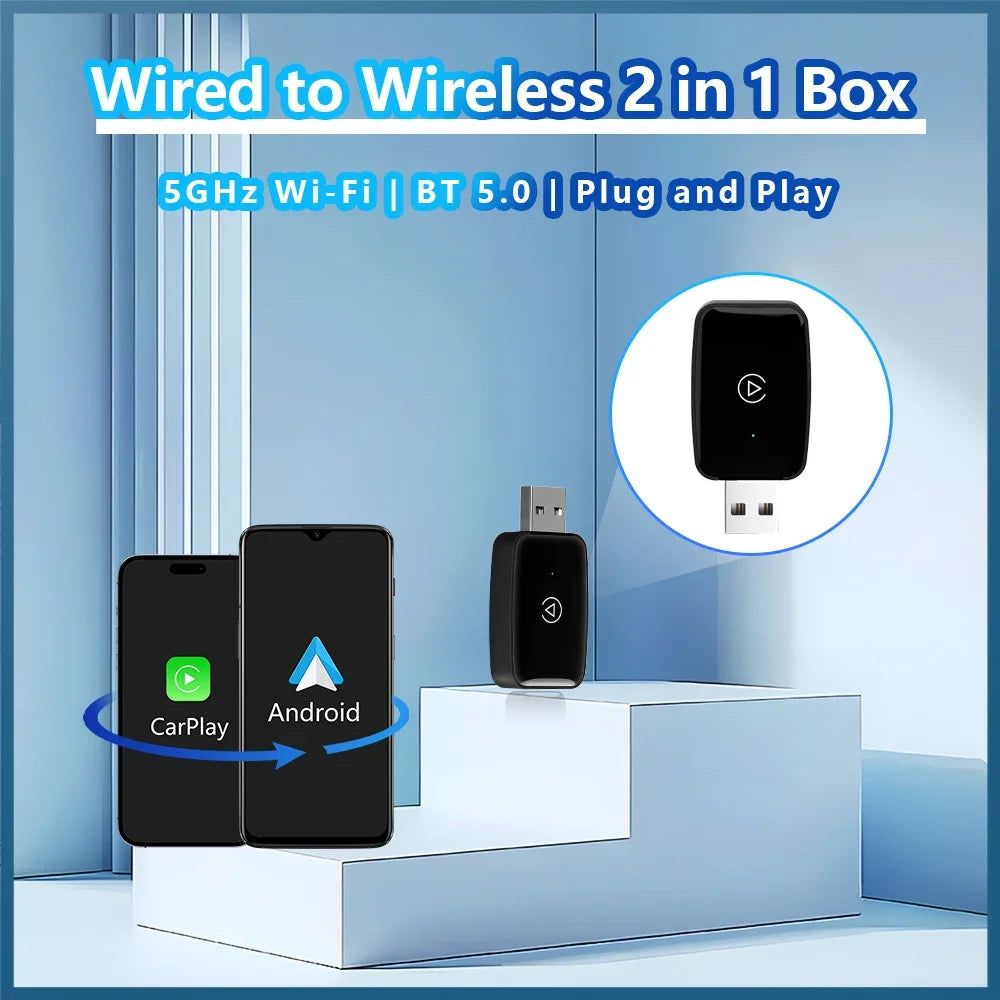 Mini CarPlay Box for Audi, Mercedes, Volvo, Volkswagen – Bluetooth Wireless Android Auto, Charging, Siri & iOS 15 Support