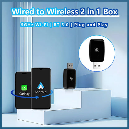 Mini CarPlay Box for Audi, Mercedes, Volvo, Volkswagen – Bluetooth Wireless Android Auto, Charging, Siri & iOS 15 Support