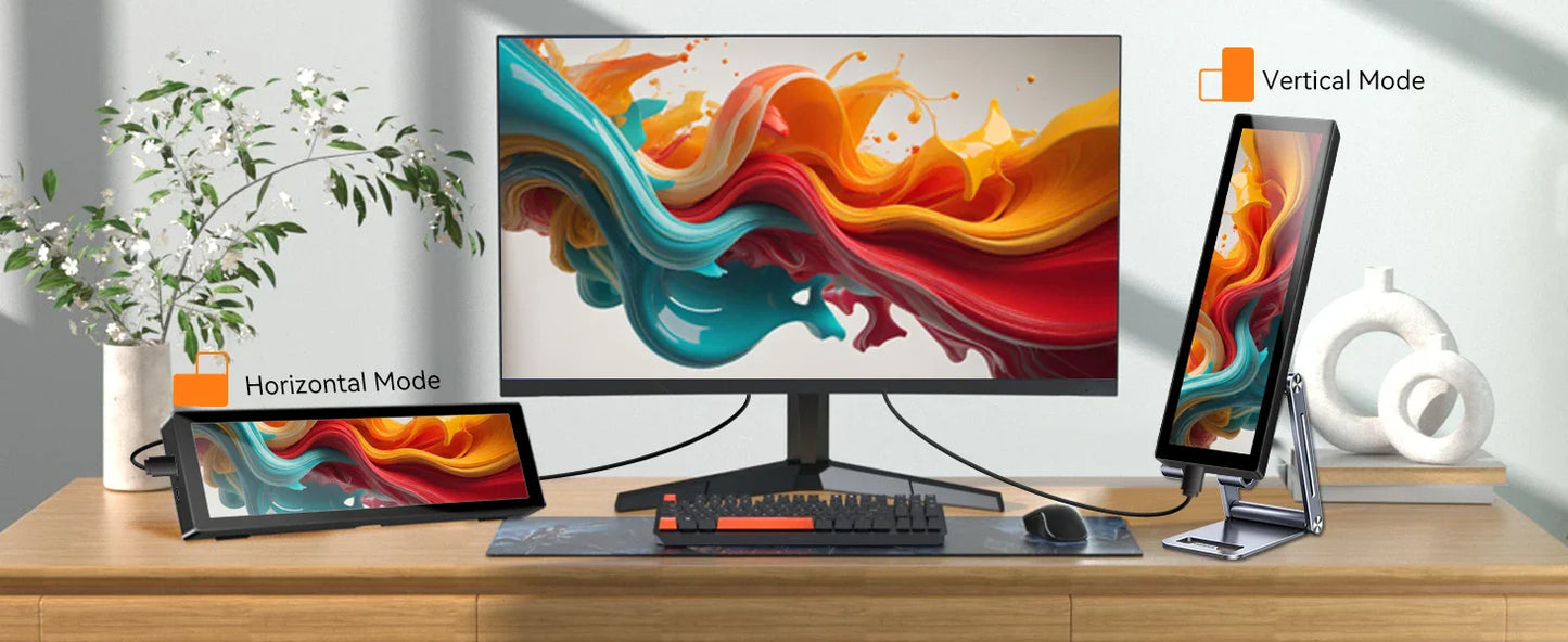 8.8 Inch HDMI Touch Screen Monitor – Long Wide Display with Case, PC Temperature Sensor Panel & Small Extender Monitor
