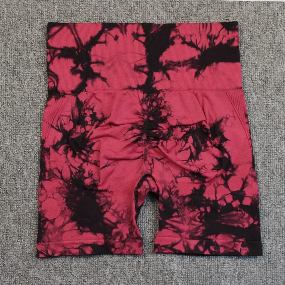 Women’s Yoga Shorts — High-Waisted Tie Dye Seamless Cycling & Running Sports Workout Gym Shorts S-XL