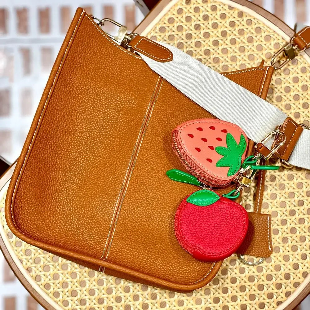 Mini Cherry & Strawberry Coin Purse – Cute PU Leather Keychain Bag for Earphones and Small Storage, Korean Style