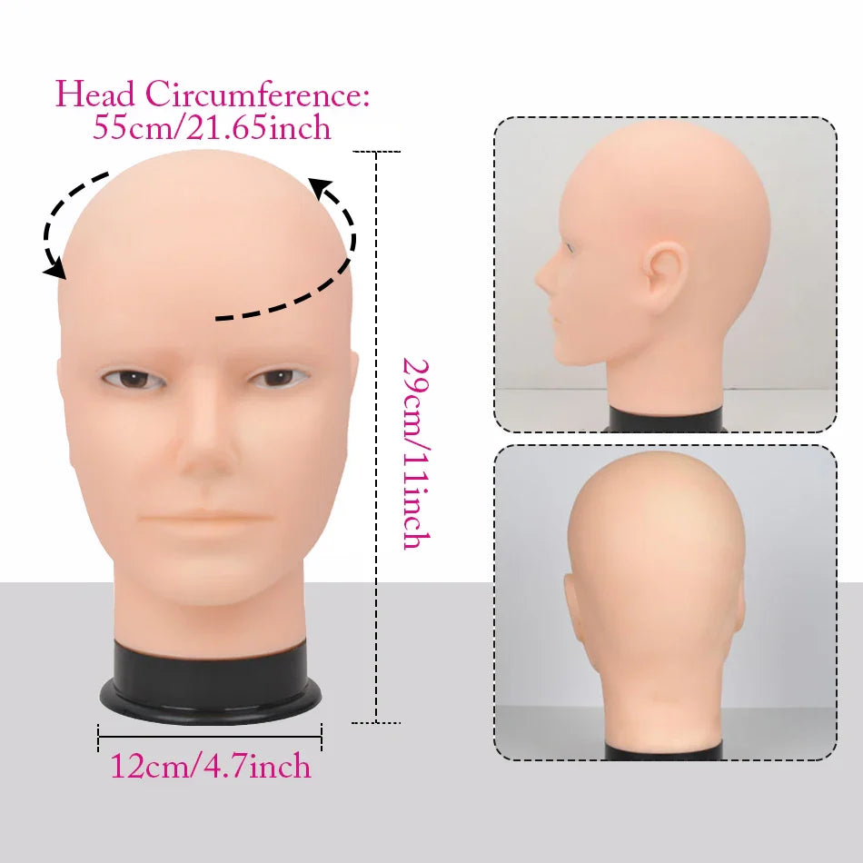Mannequin Head Wig Stand — Adjustable Tripod Holder for Wig Making, Display, and Cosmetology Training
