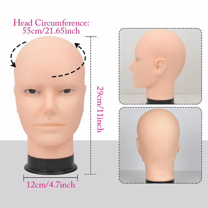 Mannequin Head Wig Stand — Adjustable Tripod Holder for Wig Making, Display, and Cosmetology Training
