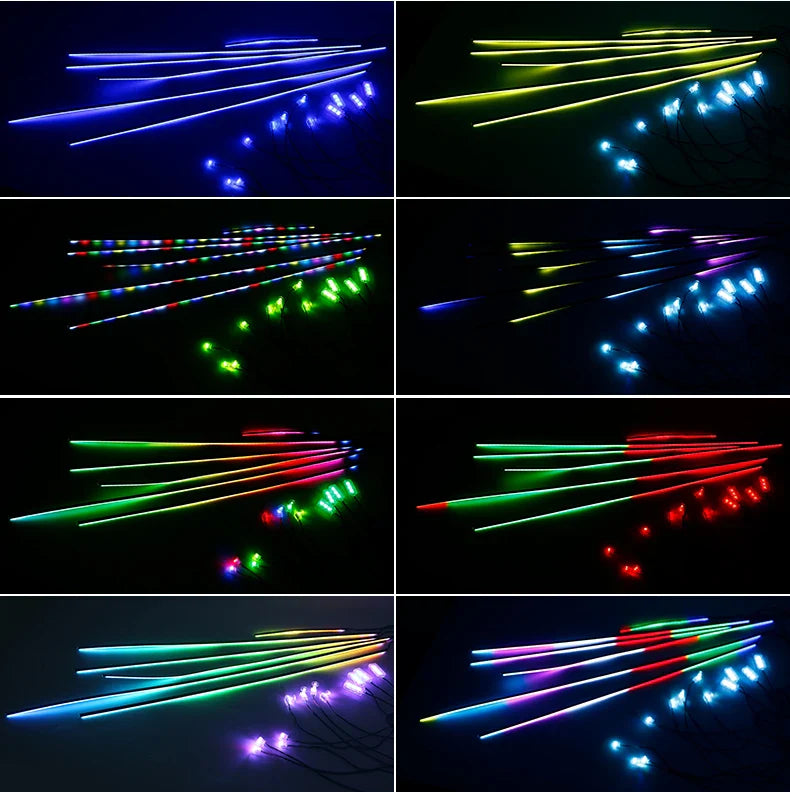 6/10/14/18-in-1 LED Car Ambient Lights – RGB 213 64-Color Acrylic Strips, Rainbow Symphony Streamer Interior Atmosphere Lamp Kit
