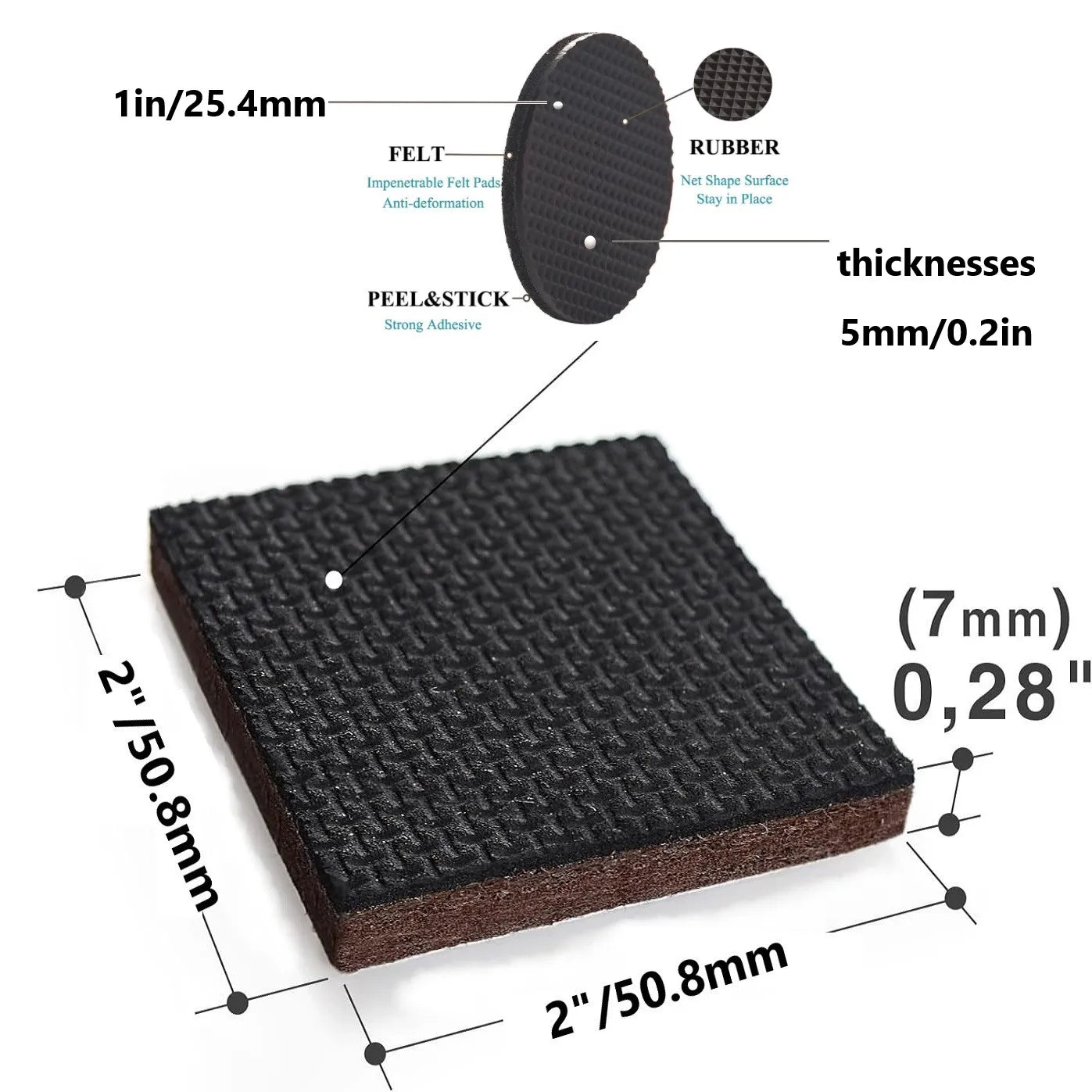44PCS Non-Slip Furniture Grippers – Self-Adhesive Rubber Pads for Legs & Hardwood Floor Protection