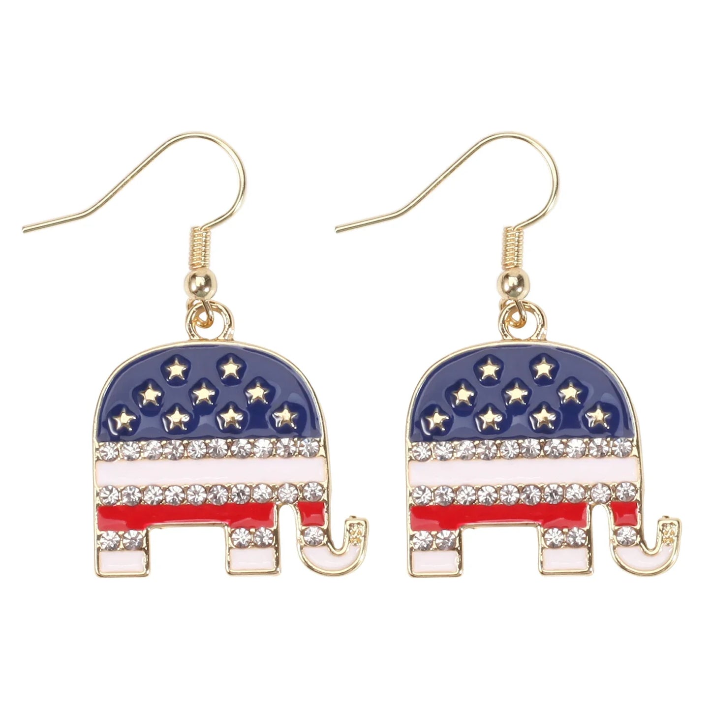 USA Flag Heart Star Cross Earrings - Patriotic Independence Day Dangle Jewelry for Women