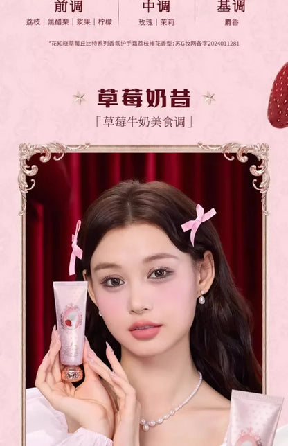 Flower Knows Strawberry Cupid Scented Hand Cream – Moisturizing & Nourishing Whitening Skin Care Lotion for Women 50ml