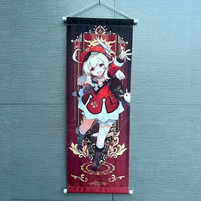 Hot Game Impact Scroll Canvas – Cartoon Heroes Wall Hanging Poster for Cosplay, Halloween, Xmas Decor & Gifts