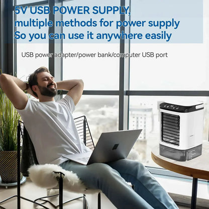 Portable Mini Air Conditioner – 3-Speed Small AC Unit with 900ML Water Tank, Electric Fan and Humidifier for Bedroom & Office