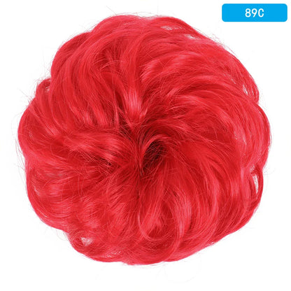 AZQUEEN Messy Bun Hair Extension – Synthetic Curly Wave Chignon Scrunchie, Elastic Band Updo Hairpiece for Women