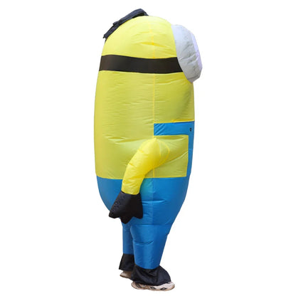 Flat Yellow Inflatable Costume - Funny Adult Cartoon Anime Outfit for Halloween & Party Performances