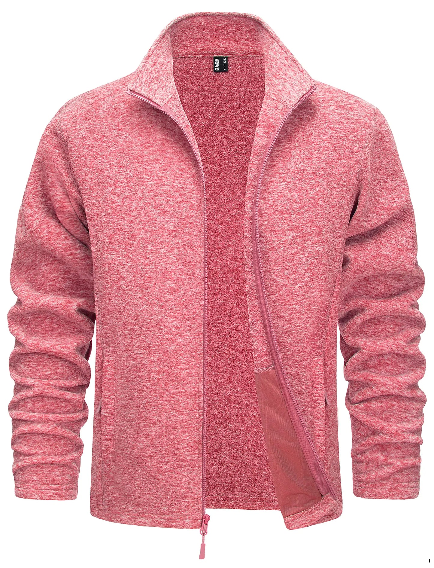 TACVASEN Men’s Lightweight Fleece Jacket - Full Zip Spring Casual Outdoor Sportswear with Pockets & Stand Collar