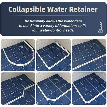 Upgraded 4” / 10cm Collapsible Shower Threshold Water Dam – Bathroom Barrier for Dry & Wet Separation
