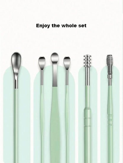 Stainless Steel Ear Cleaning Tool Kit – Ear Pick & Earwax Remover with Storage Bag