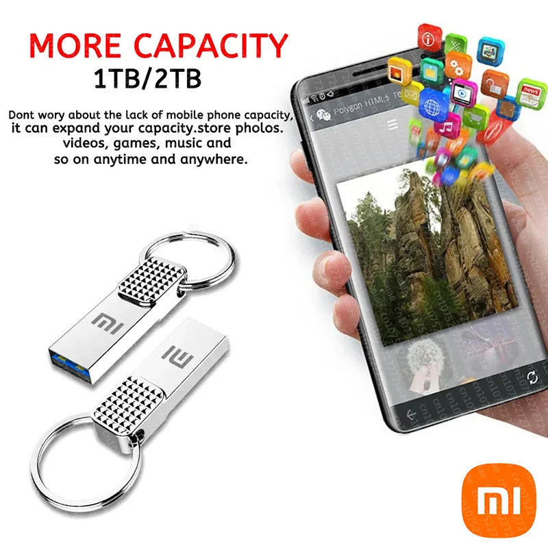 Xiaomi 2TB USB 3.2 Flash Drive — Metal Mini SSD U Drive, Type-C, High-Speed Transfer, Waterproof Pen Drive