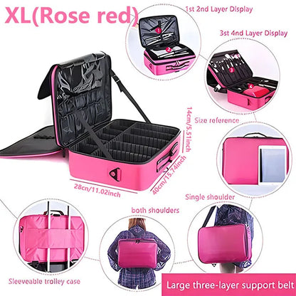 Professional Large Makeup Case – Travel Cosmetic Organizer & Nail Toolbox for Beauty Storage