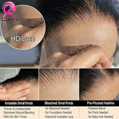 100% Real HD Lace Closure 2x6 – Pre-Plucked Human Hair, Deep Parting Straight & Body Wave