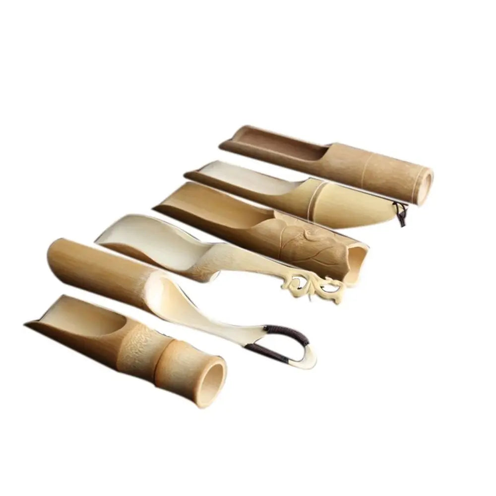 Japanese-Style Natural Bamboo Rattan Tea Scoop – Tea Shovel, Leaves Chooser, Honey & Coffee Spoon, High-Quality Holder