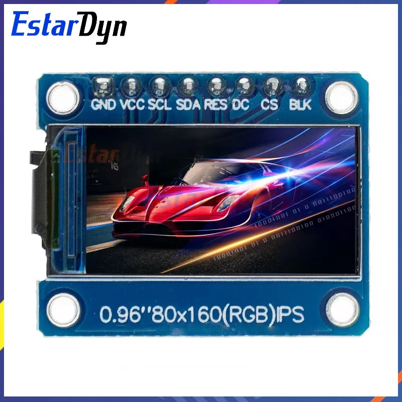 0.96" TFT LCD Display Module - 160x80 Full-Color IPS Screen, ST7735S Driver, 3.3V SPI Interface for Arduino