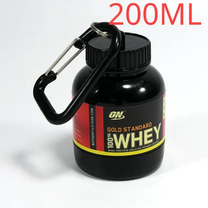 100/200ML Portable Mini Protein Powder Bottle — Keychain Health Container with Funnel for Sports & Outdoors