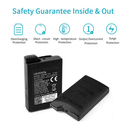 OSTENT 2/5/10pcs 1800mAh–2200mAh 3.6V Rechargeable Battery Pack – Replacement for Sony PSP 1000 PSP-110 Console