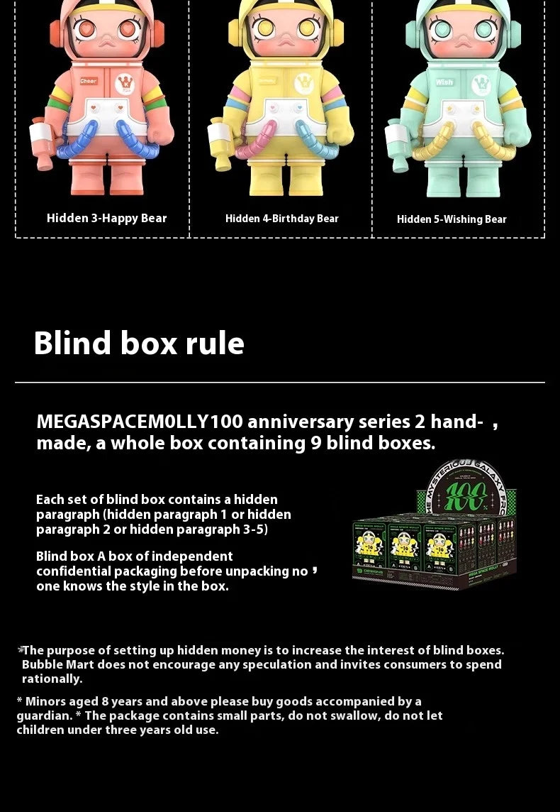 Popmart Mega Collection Space Molly 2.0 Blind Box – 100% Anniversary Replica Guess Package Collectible Figures