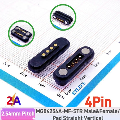 2A Waterproof Magnetic Pogo Pin Connector – 2.54mm Spring-Loaded DC Power Socket, 2-6 Positions