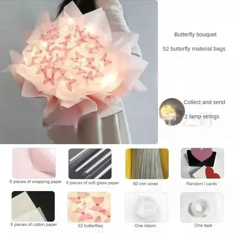 Butterfly Bouquet DIY – Handmade Artificial Flowers, Thoughtful Gift for Girlfriend, Birthday, Proposal & Wedding Decoration