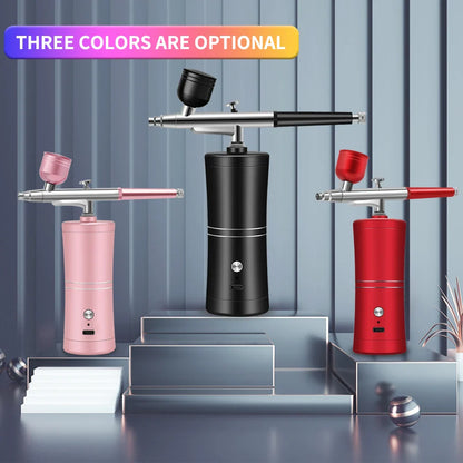 Portable Rechargeable Wireless Airbrush with Compressor – Single Action Spray Gun for Face, Beauty, Nail Art, Tattoo & Cake Painting
