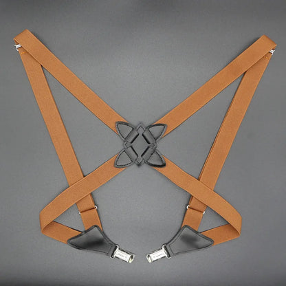 Fashion Vintage Suspenders - 2.5cm Wide Cross-Over Back with Adjustable Elastic Straps - Stylish Trouser Brace for Women and Men