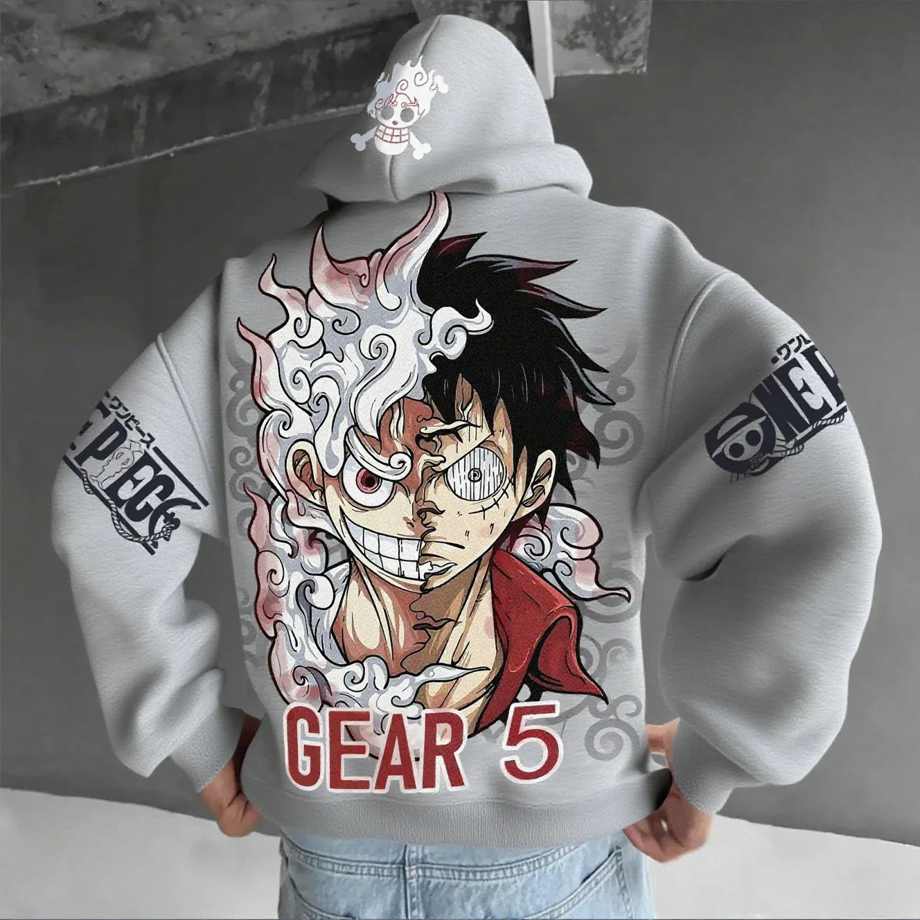 One Piece Luffy Gear 5 Nika Hoodie – Anime Streetwear Pullover Sweatshirt for Men & Women