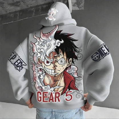 One Piece Luffy Gear 5 Nika Hoodie – Anime Streetwear Pullover Sweatshirt for Men & Women
