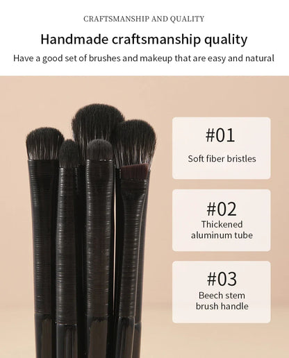 Natural Eye Makeup Brushes Set - Eyeshadow, Eyebrow, Contour, and Eyeliner Brushes for Women, Blending & Detail Tools
