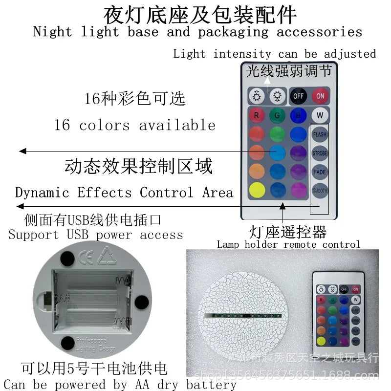 K-Pop Demon Hunters LED Night Light – Zoe, Mira, Rumi, Saja 16-Color Remote Control