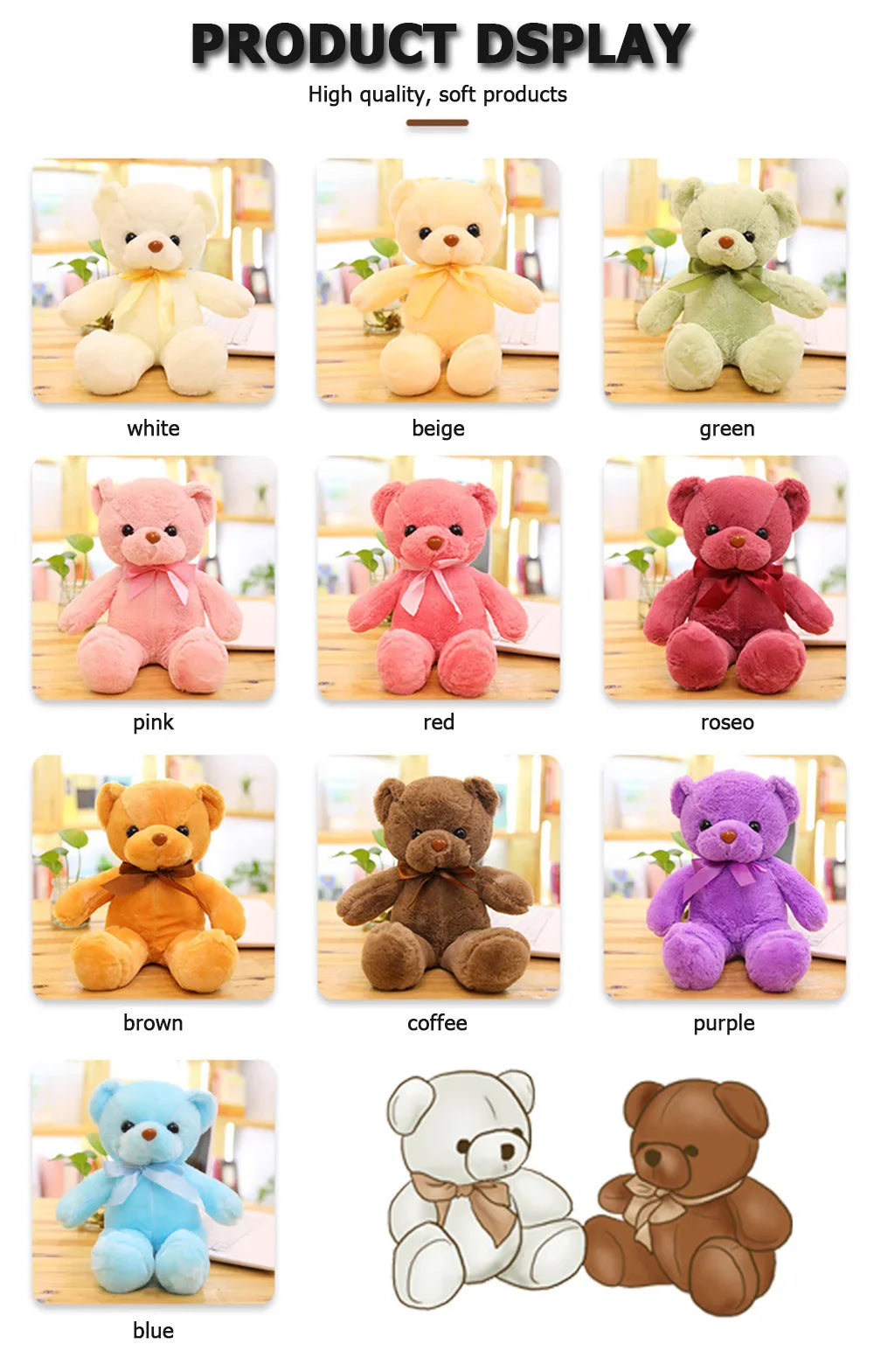 Cute Teddy Bear Plush Toy — Soft Stuffed Animal, Kawaii Cat & Baby Sleeping Plush for Kids, Girls, Home Decor & Gift