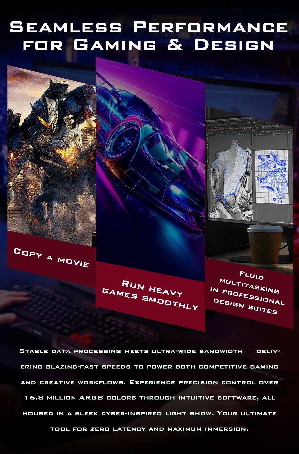 PUSKILL RGB DDR4 Gaming RAM – 8GB/16GB 3200MHz-3600MHz DIMM Desktop Memory