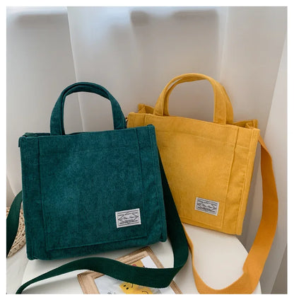 Rilibegan Shoulder Bag for Women - New Style Simple Corduroy, Large Capacity, Small Square Handbag, Trendy and Portable
