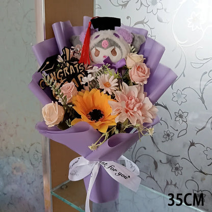 Sanrio Kuromi Plush Flower Bouquet — Soft Plush Doll Gift for Christmas, Valentine's Day, Birthday & Wedding Party