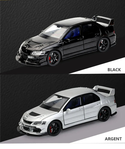 JDM 1:32 Mitsubishi Lancer Evolution IX — Diecast Metal Alloy Racing Car Model with Sound & Light, Right Rudder Gift